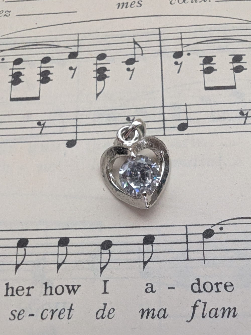 Heart Solitaire Pendant in Silver with Clear Crystal